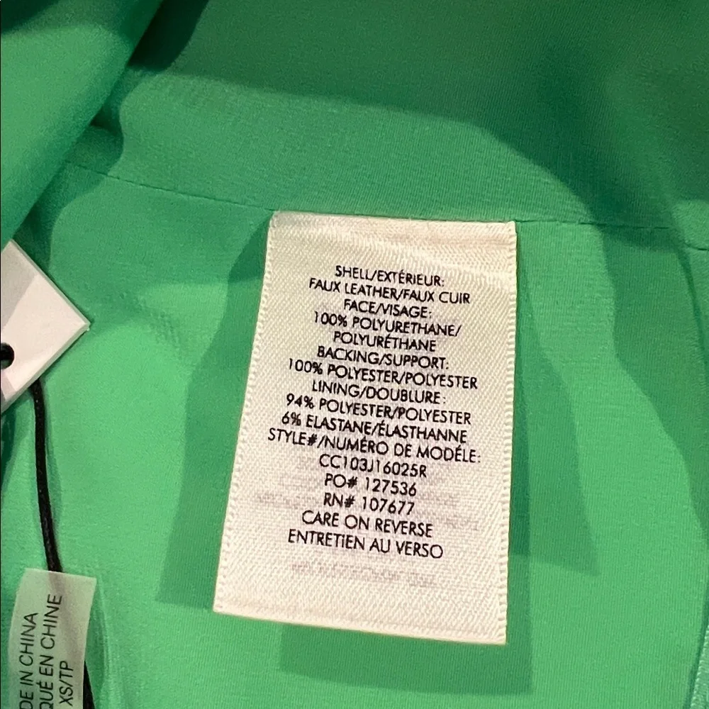NWT Alice + Olivia Vibrant Green Vegan Leather Crop Top Size XS - Picture 6 of 7